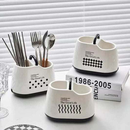 Ceramic cutlery drainer