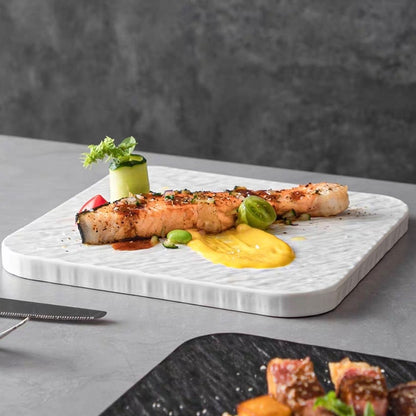 Rock Matte Black and White Square Dinner Plate