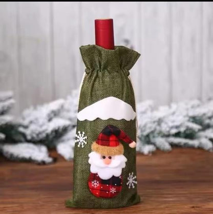 2Pc Festive Christmas Bottle Gift Bags