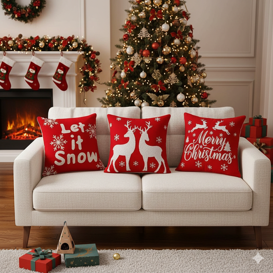 3pc Christmas Throw  Pillow Covers