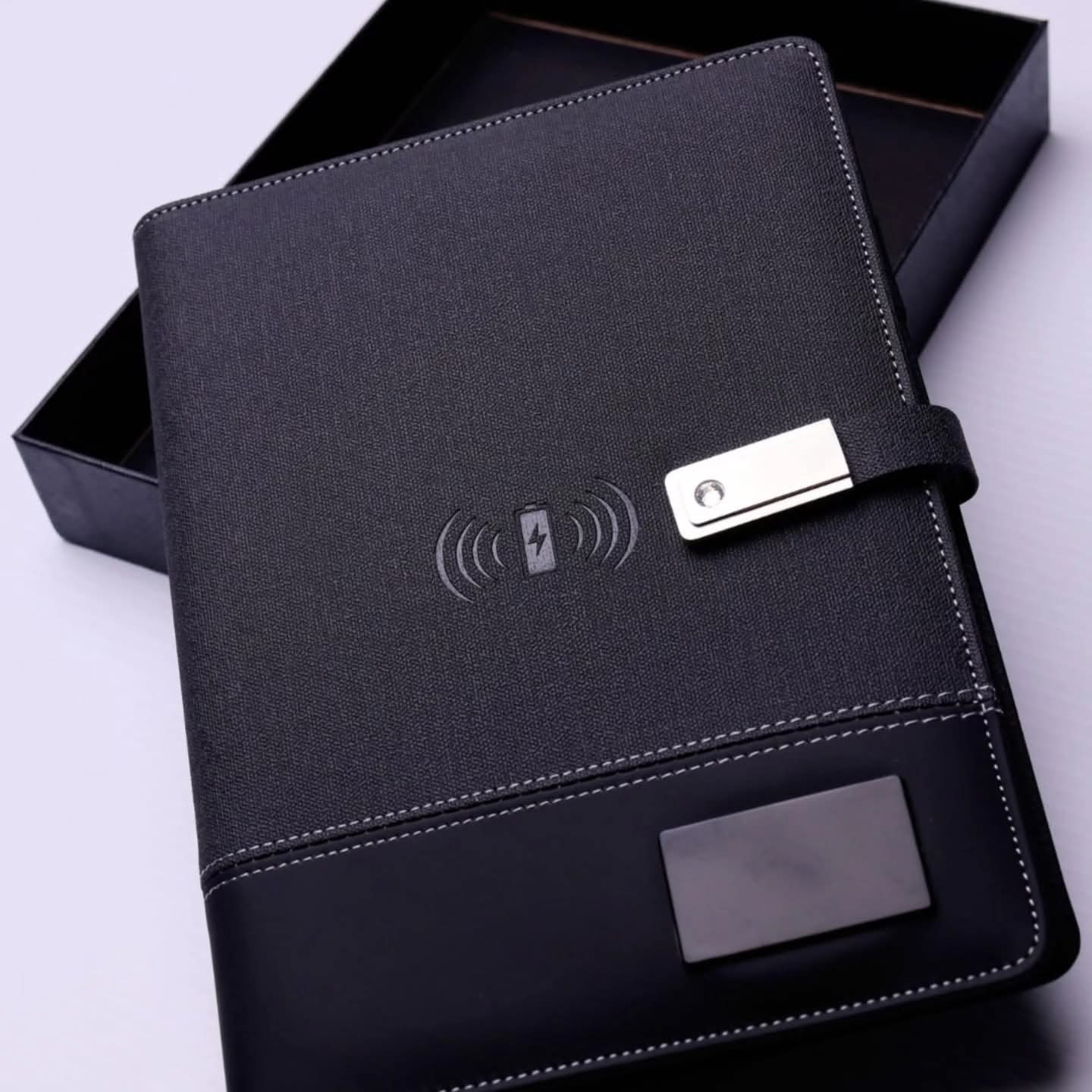 Executive notebook with wireless charger