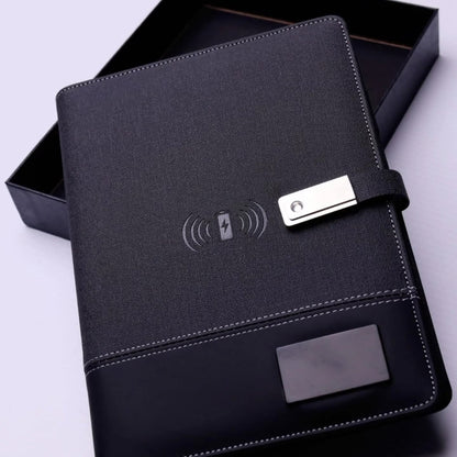 Executive notebook with wireless charger