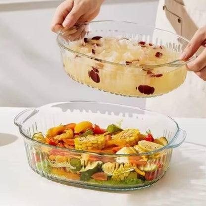 2Pcs Oval Heat Resistant Glass Baking Casserole Dish Set