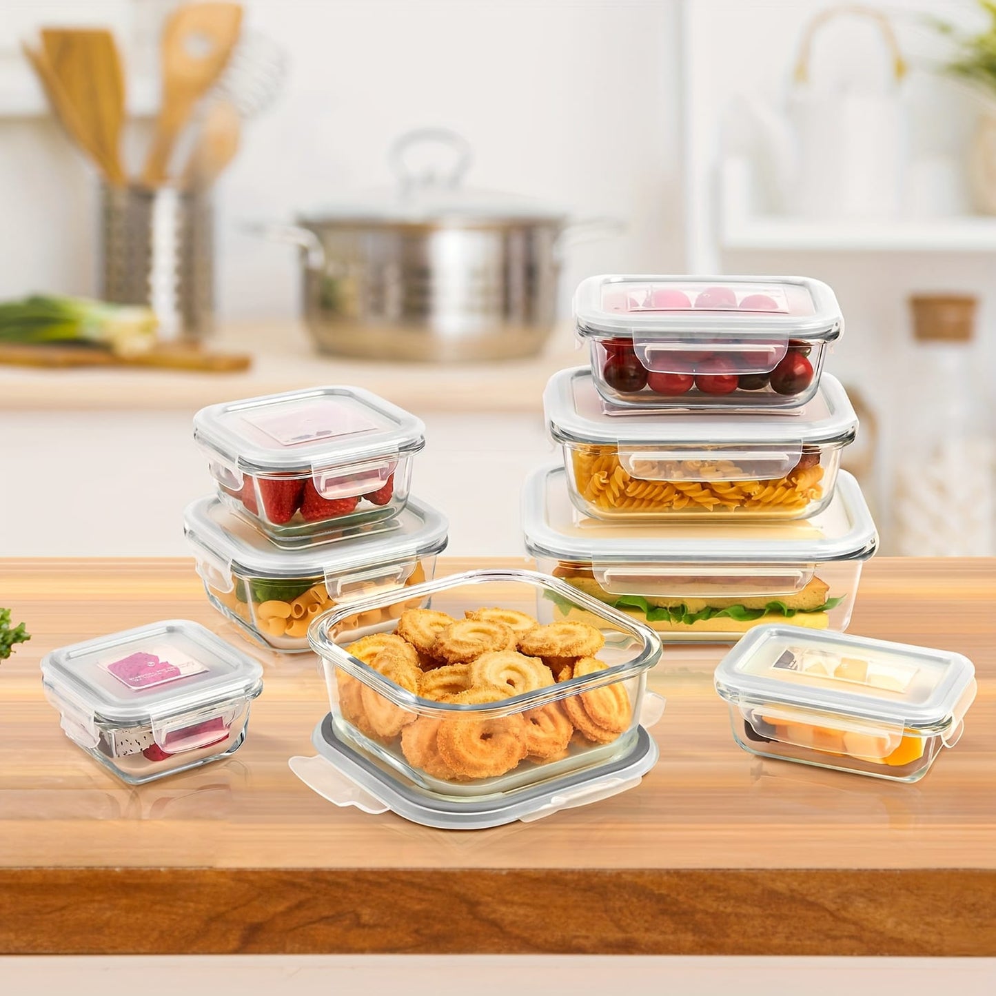 8pcs Food grade glass lunch box microwave food containers