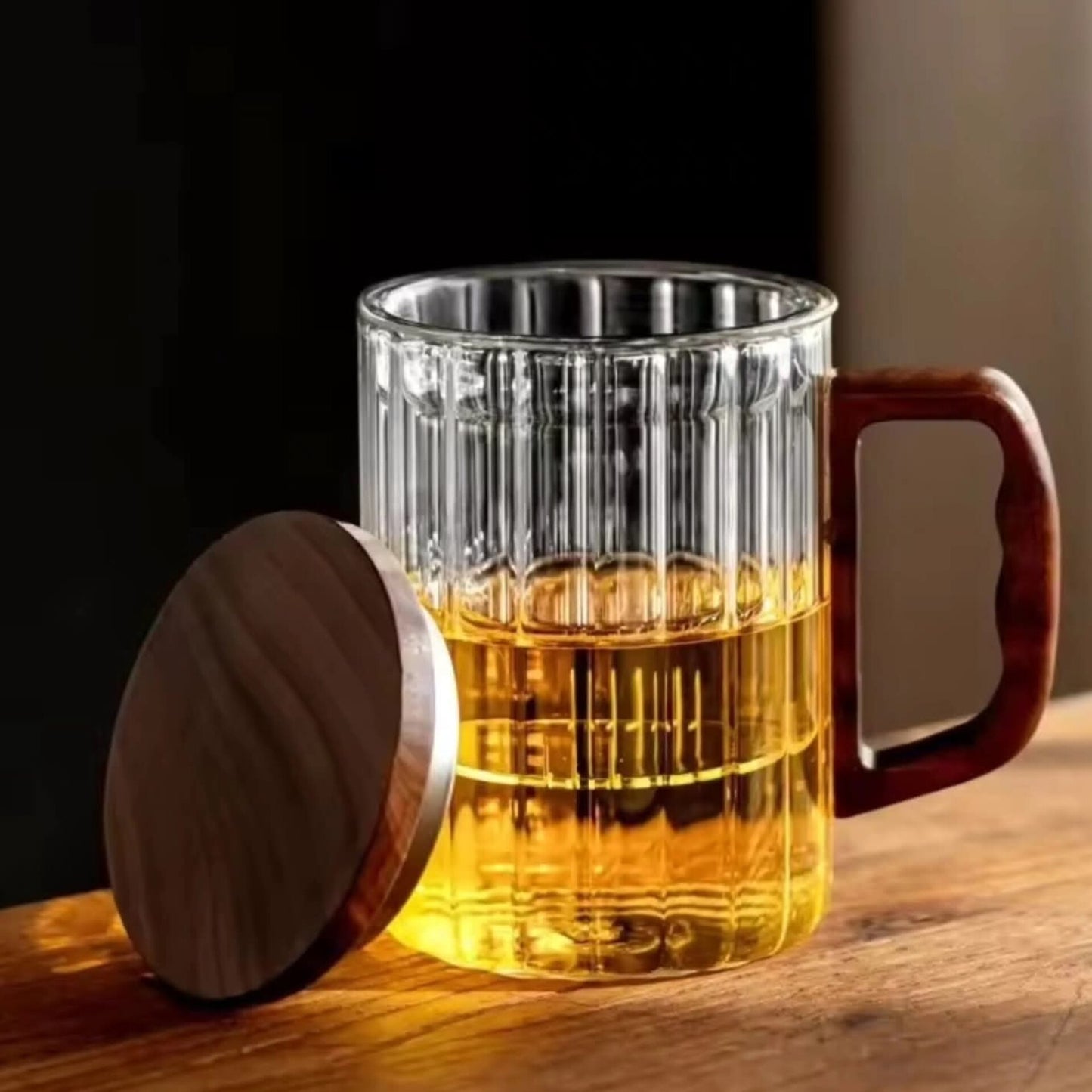 6pcs Heat resistant borosilicate ribbed glass mugs