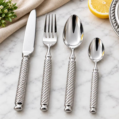 24Pcs Silver Stainless Steel Cutlery Set