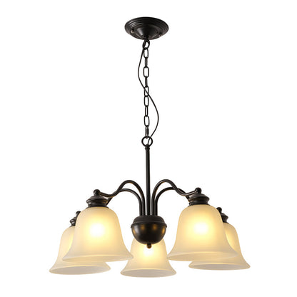 Black Chandelier – 5XE27 with Frosted Glass Shades
 PL 1145-05-BK