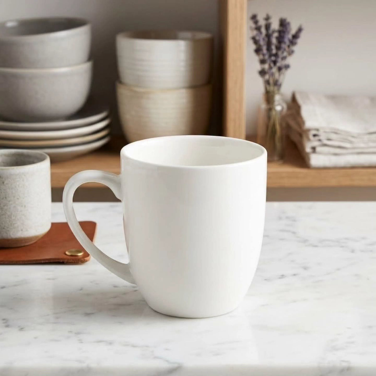 6Pcs 280ml  Porcelain White Coffee Tea Cups