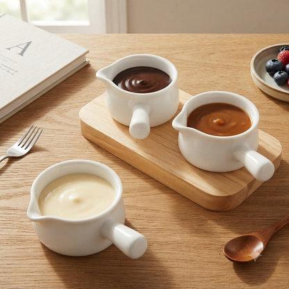 3Pc White Ceramic Sauce Bowls