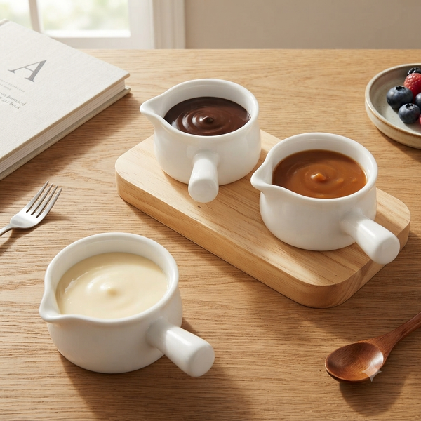 3Pcs Ceramic Creamer  Gravy Sauce Boat