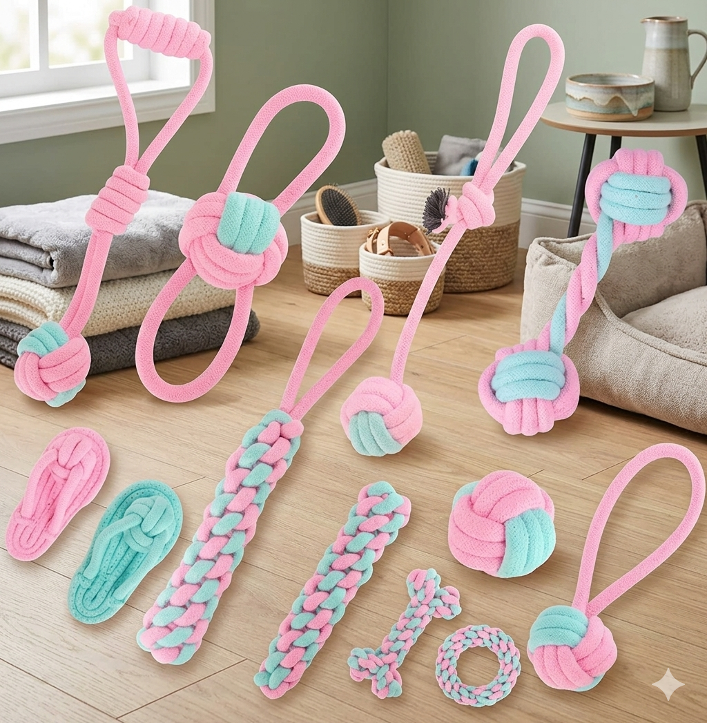 12 Pack Cotton Rope Dog Toy Set for Large Breeds