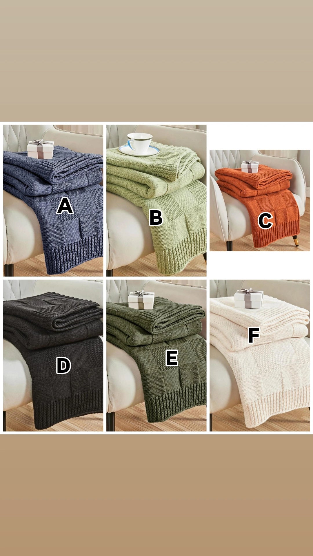 Knitted throw blanket
