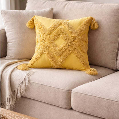 Boho Throw Pillow Cover with Tassels