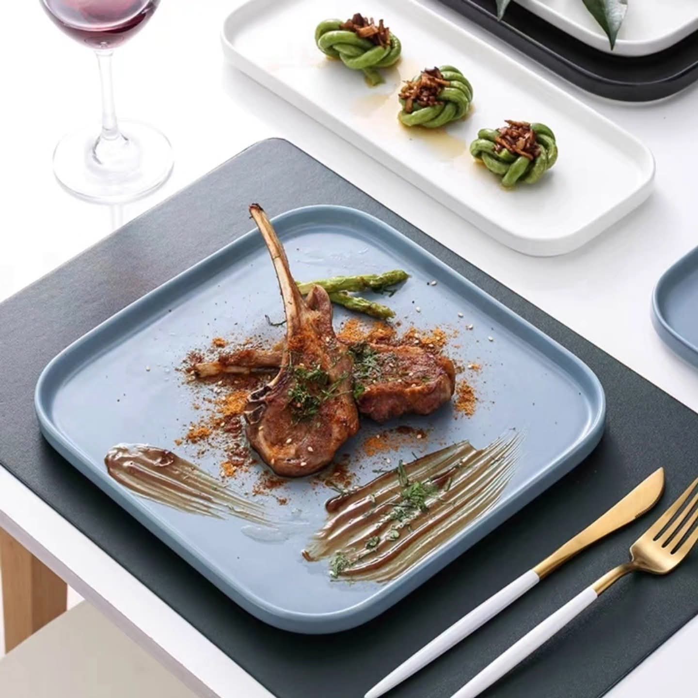 6Pc 10 Inch Square Ceramic Dinner Plates