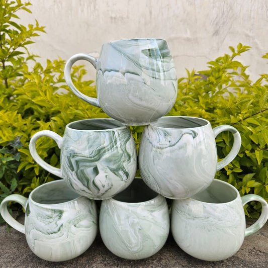 6Pc Marble Ceramic Mugs
