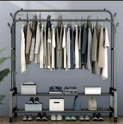 Double pole clothing rack