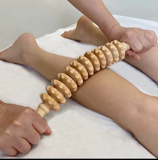 Curved wooden massage stick