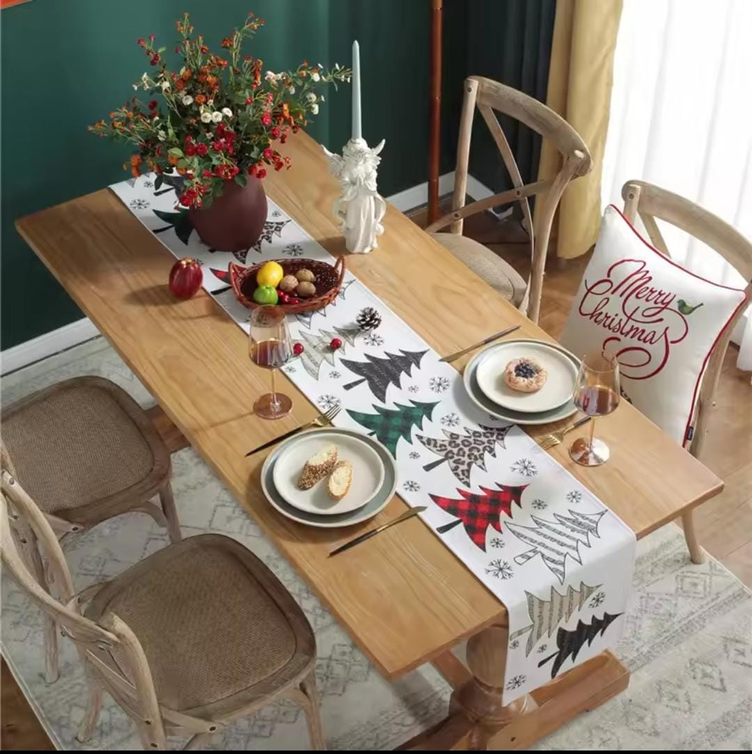 FESTIVE SANTA & REINDEER CHRISTMAS TABLE RUNNER
