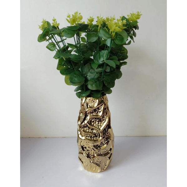 Gold Textured Ceramic Tabletop Vase
