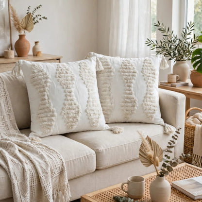 Boho Tufted Decorative Throw Pillow Case
