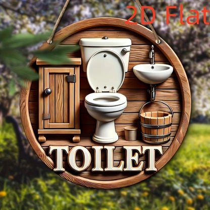 2D flat wooden bathroom hanging decor