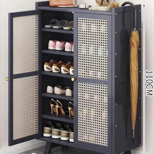 Grey Wooden bamboo shoe rack storage cabinet gha