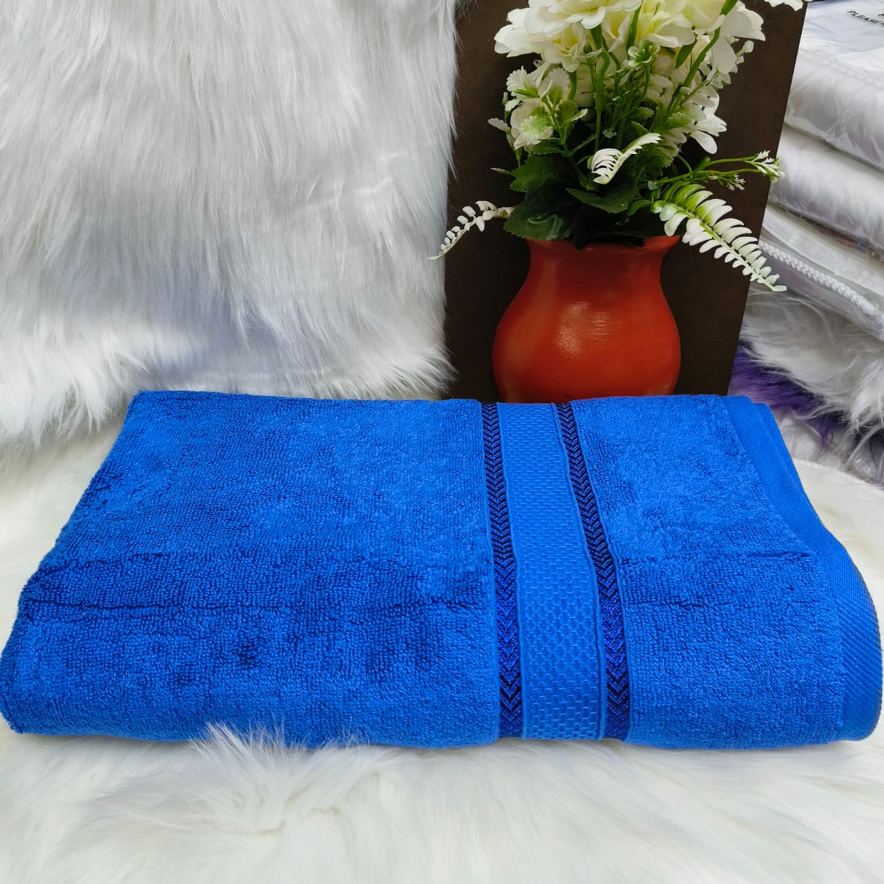 Coloured bathroom towels