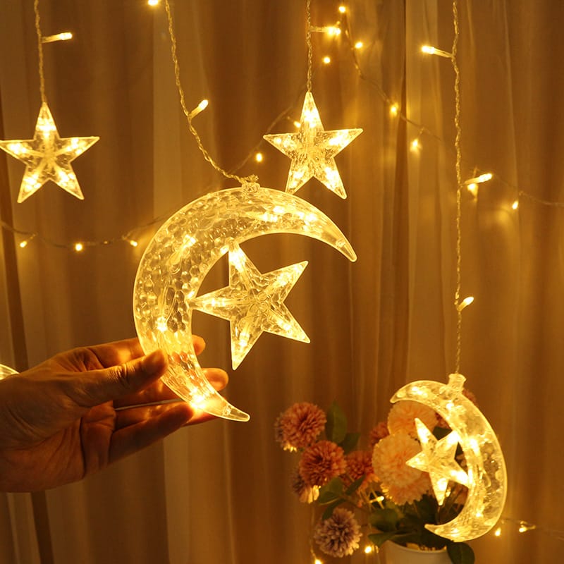 10 pcs Star And Moon Christmas LED Garland Curtain Light