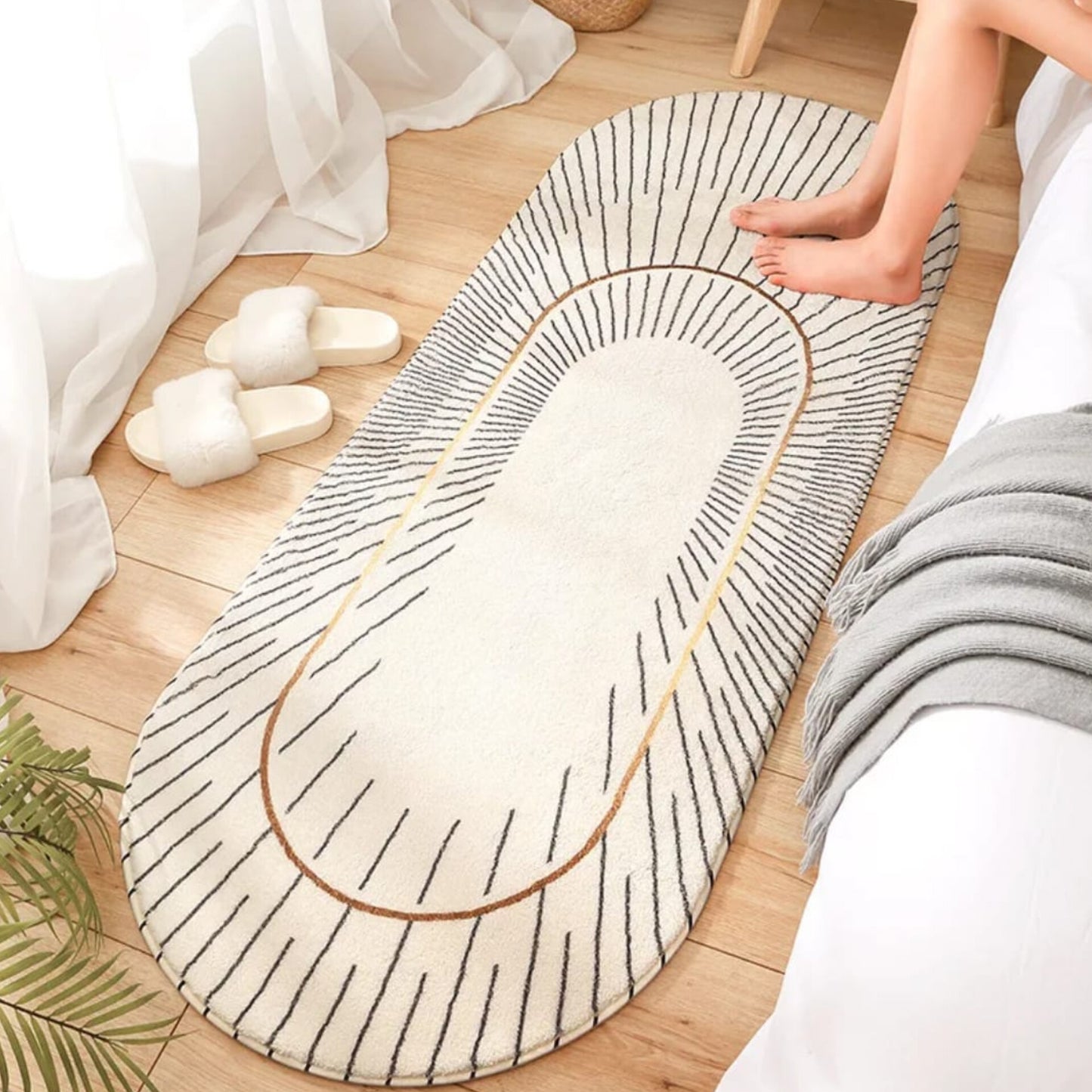 Soft Plush Oval Bedside Runner Rug
