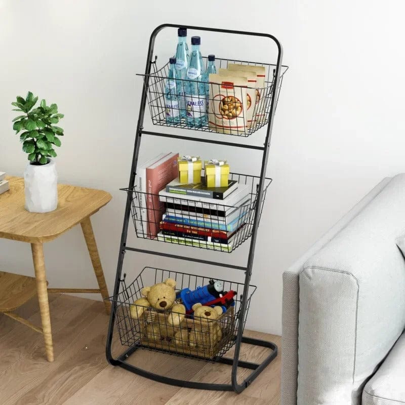 3 Layer Metallic Mesh Storage Rack