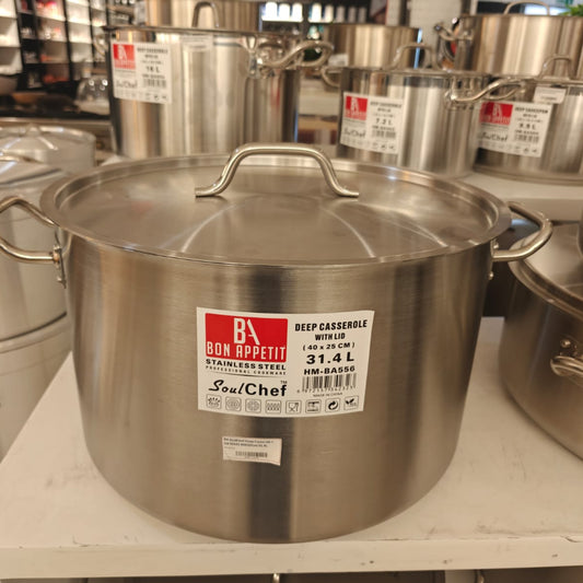 31.4L Stainless Steel Deep Casserole Pot
