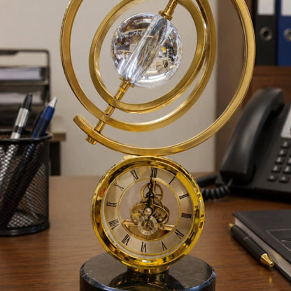 Marble Base Retro Gold Table Clock