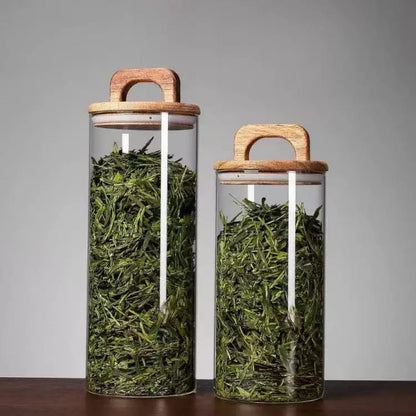 4Pcs airtight glass jars with wooden lids