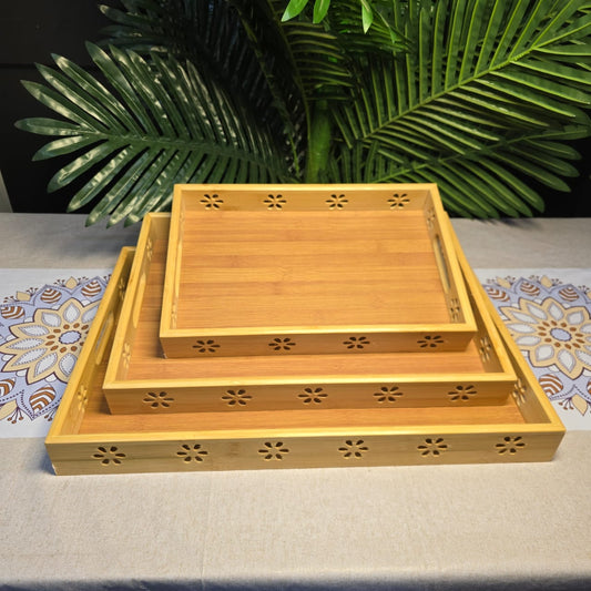 3Pc  bamboo trays  set