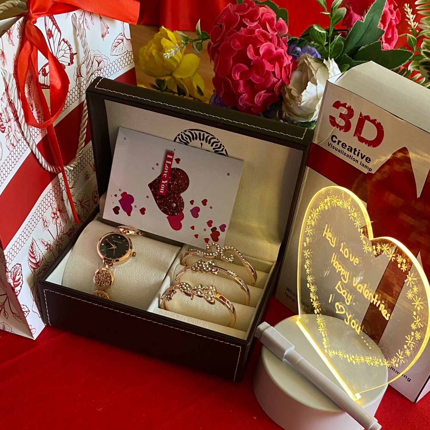 Valentine's Day Jewelry and LED Lamp Gift Set