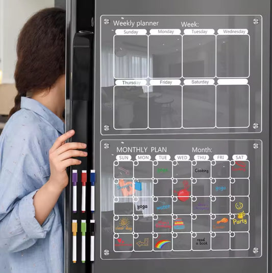 2Pc monthly weekly fridge planner 