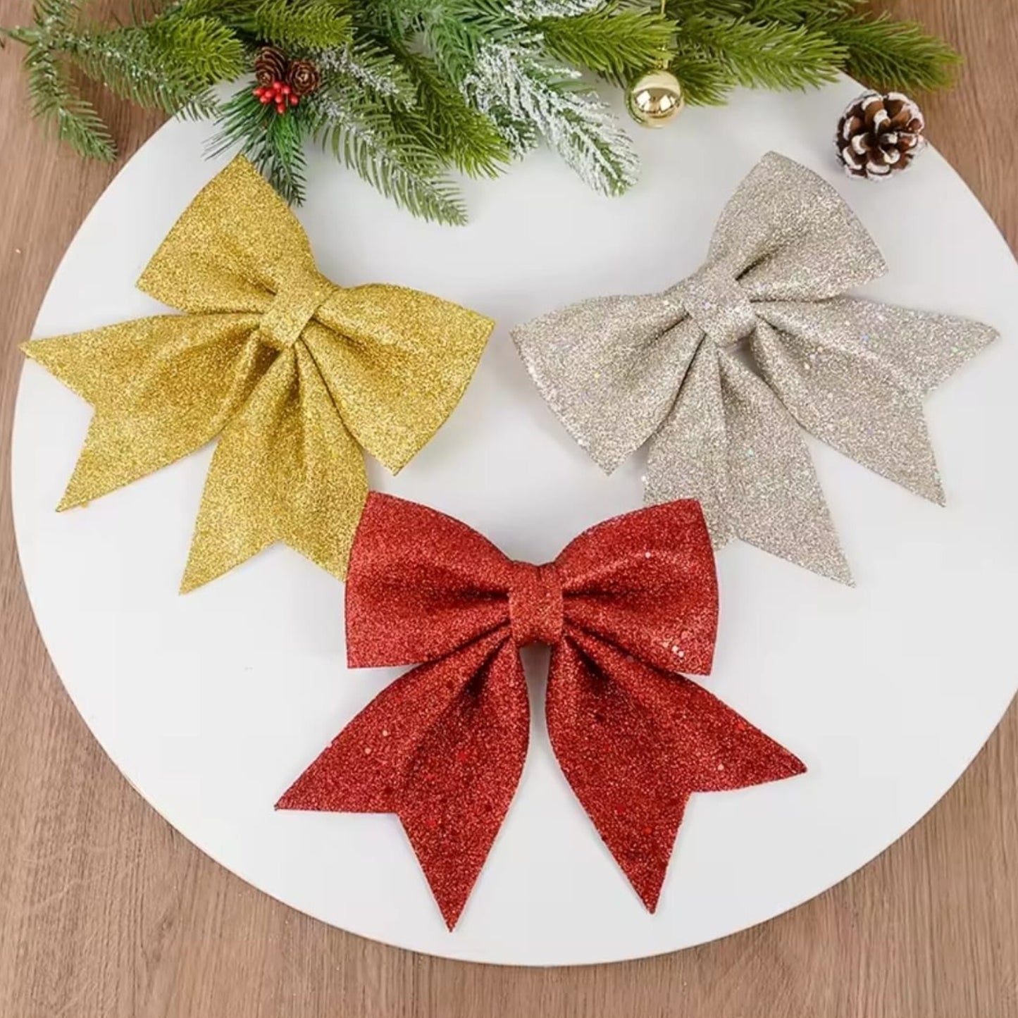 2pcs Christmas Glitter Ribbons/Bows