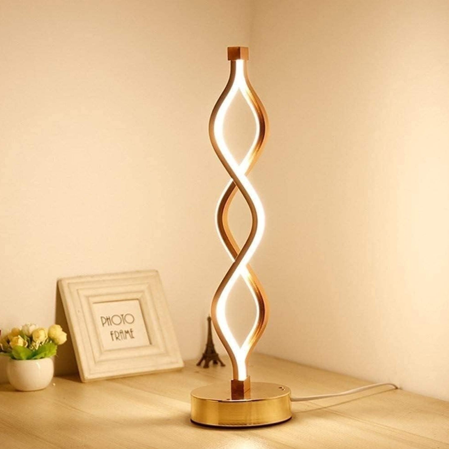 Elegant DNA Spiral LED Table Lamp with Acrylic and Metal Base