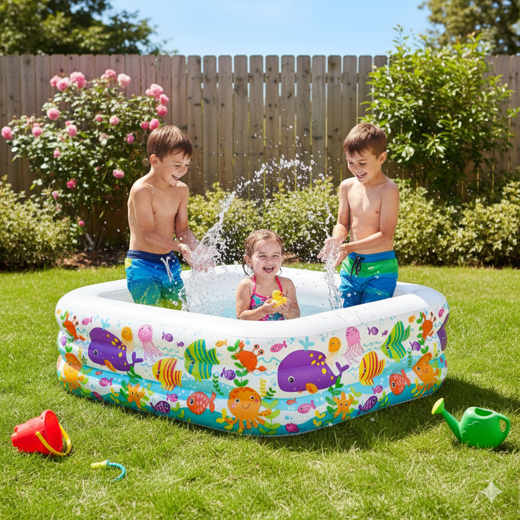 Square inflatable pool