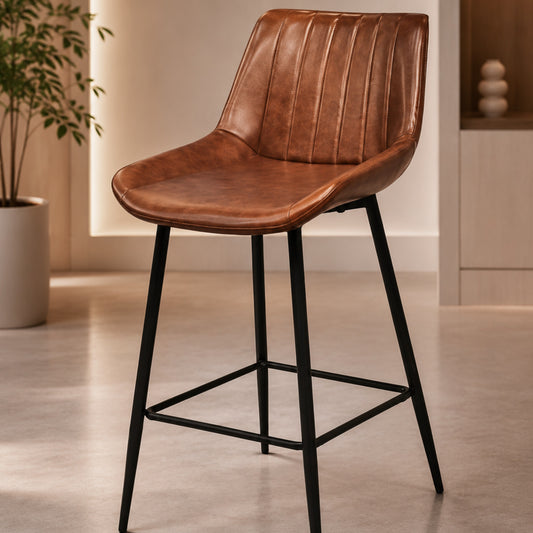 Brown Faux Leather Bar Stool