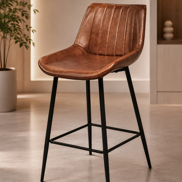 Brown Faux Leather Bar Stool