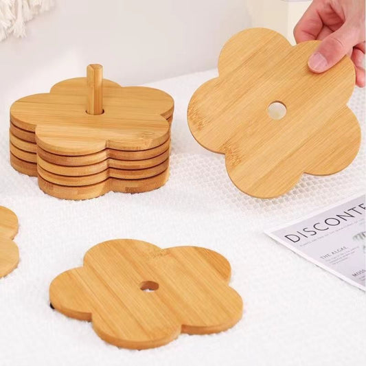 6 pcs set bamboo coasters