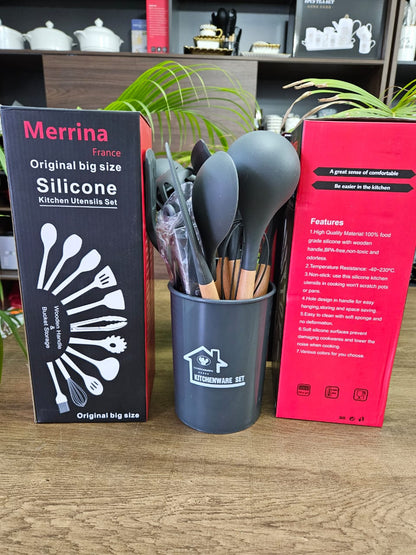 12Pc silicone spoon utensil set