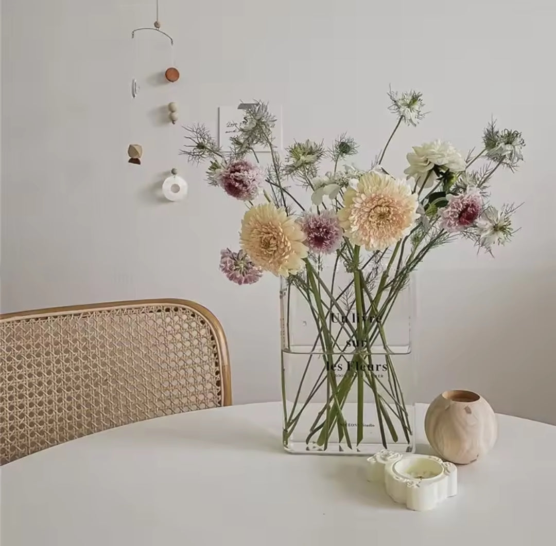 Clear book vase