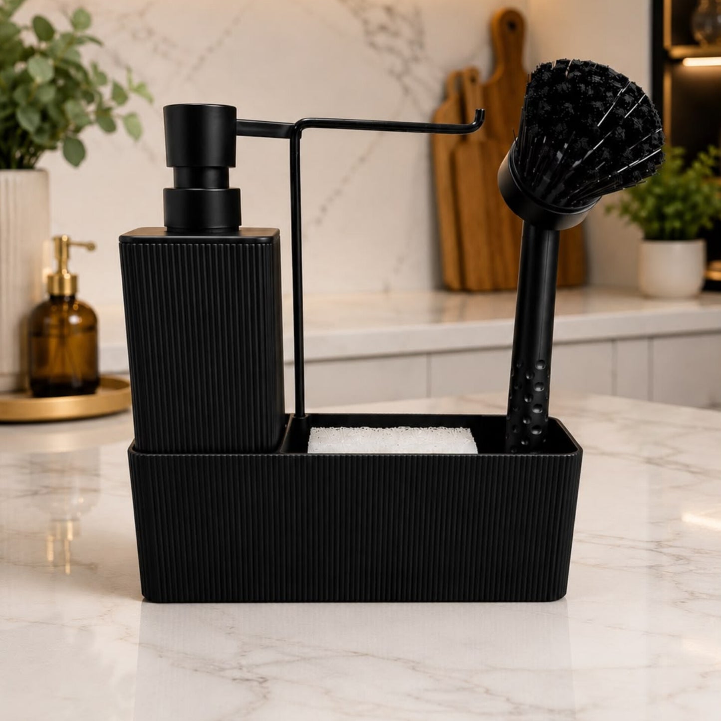 Kitchen Soap Dispenser With Sponge Holder Set