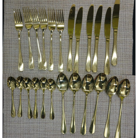24Pc Gold Cutlery Set