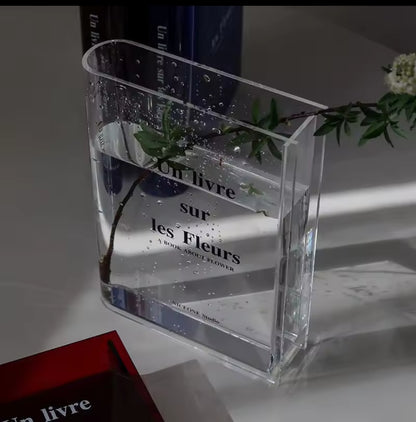 Clear book vase