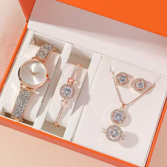 Ladies 5 in 1 jewelry watch gift set