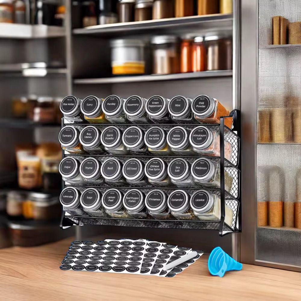 Glass spice jars set with rack Gha