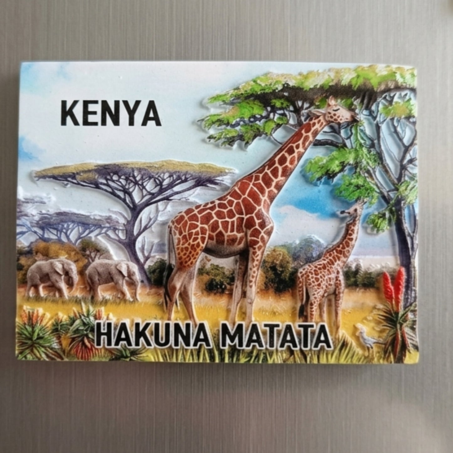 Giraffe and Elephant Wildlife Souvenir Fridge Magnet